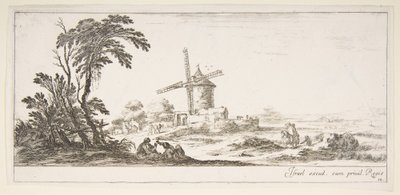 Talíř 10: rodina uprostřed popředí, různé postavy a koně uprostřed,..., ca. 1641. od Stefano della Bella
