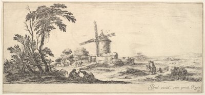 Talíř 10: rodina uprostřed popředí, různé postavy a koně uprostřed,..., ca. 1641. od Stefano della Bella
