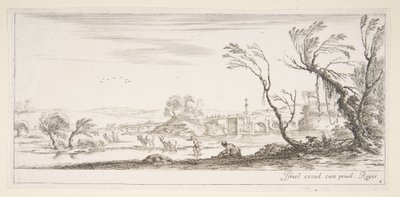 Talíř 2: selka, která si sundá boty uprostřed, další selka a dvě c..., ca. 1641. od Stefano della Bella