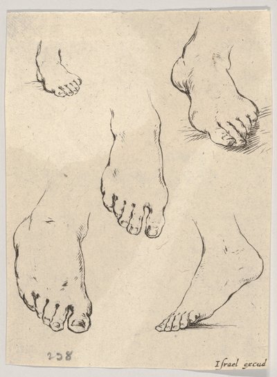 Deska 7: Pět stop, z Knihy pro výuku kreslení Livre pour apprendre à dessi..., ca. 1649. od Stefano della Bella