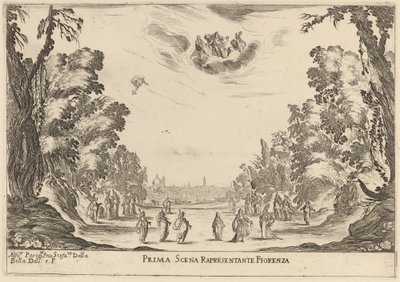 První scéna Reprezentanta Florence, 1637. od Stefano della Bella