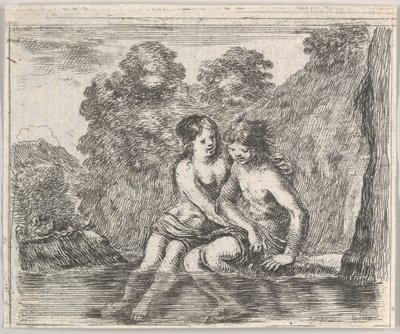 Salmacis a Hermafrodit, z Mytologické hry Jeu de la Mythologie, 1644. od Stefano della Bella