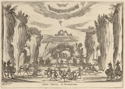 Scéna jeskyně Vulcano od Stefano della Bella