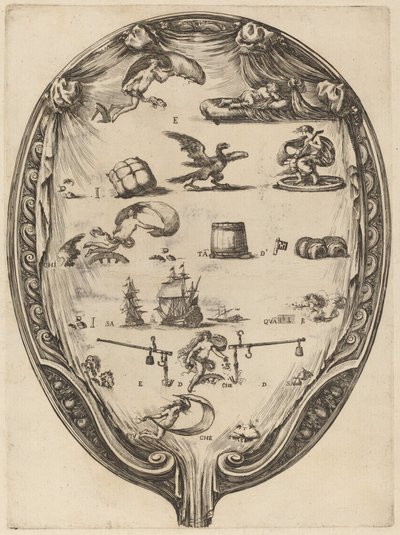 Obrazovka zobrazující italský Rebus of Fortune. od Stefano della Bella