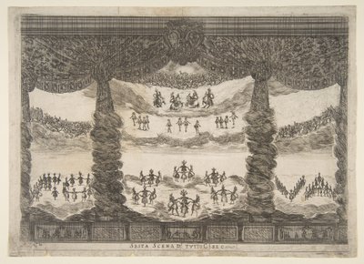 Šestá scéna, nebesa, ze svatby bohů Le nozze degli Dei, 1637. od Stefano della Bella