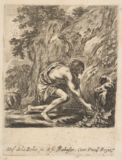 St. John the Baptist Drawing Water from Pramen, ca. 1649. od Stefano della Bella