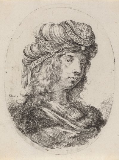 Sultánka v páskovaném turbanu, otočená doprava, 16491650. od Stefano della Bella