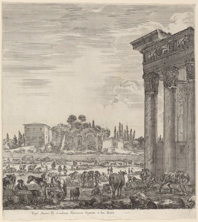 Antoninův chrám a Campo Vaccino, 1656. od Stefano della Bella