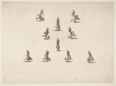 Deset kavalírů včetně pěti tvořících V, 1652. od Stefano della Bella
