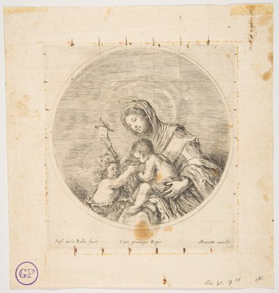 Panna a dítě se svatým Janem, kulatá kompozice, ca. 1641. od Stefano della Bella