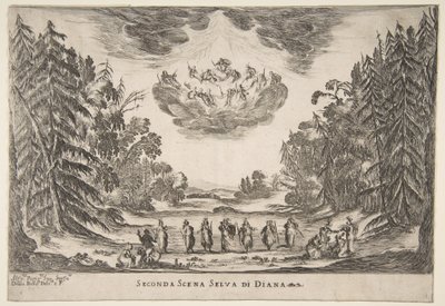 Svatba bohů: Druhá scéna, Diana, 1637. od Stefano della Bella