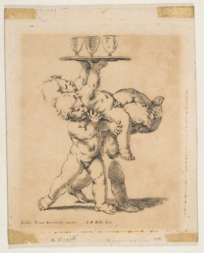 Tři děti s podnosem, ca. 1638. od Stefano della Bella