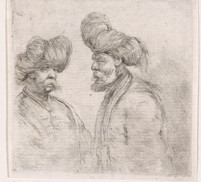 Dva turečtí muži s kníry a turbany od Stefano della Bella