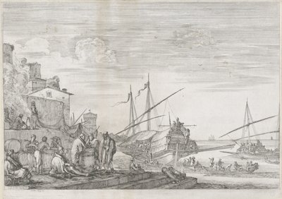 Dvě galeje v přístavu Livorno Port of Livorno (název série) Vues de port de Livourne (název série) od Stefano della Bella