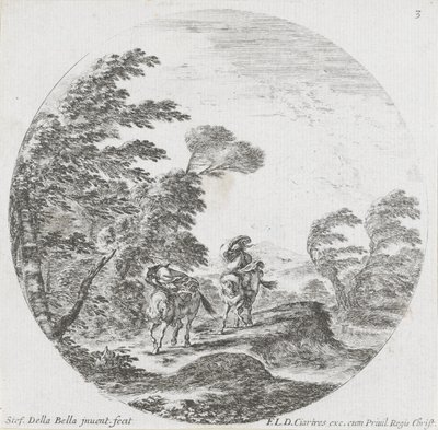 Dva jezdci jedou proti větru Krajiny a ruiny v Římě (název série) Paysages et ruines de Rome (název série) od Stefano della Bella