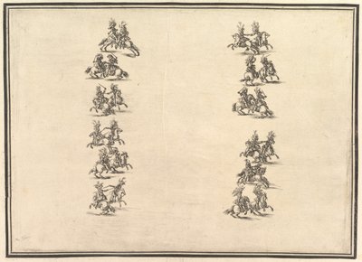 Dvacet čtyři jezdců bojujících a tvořících dvě kolony, z La Gara delle Stagioni, 1652. od Stefano della Bella