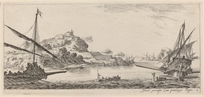 Dvě galéry a jejich starty, v roce 1647 nebo dříve. od Stefano della Bella