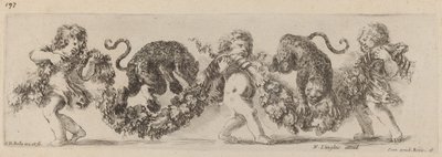 Dva leopardi skáčou do věnce s podporou dětí, pravděpodobně 1648. od Stefano della Bella