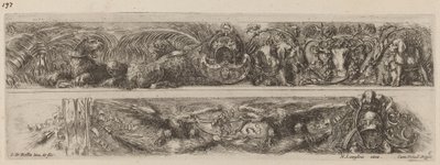 Dva ozdobné pásy s připoutanými leopardy a orly, pravděpodobně 1648. od Stefano della Bella