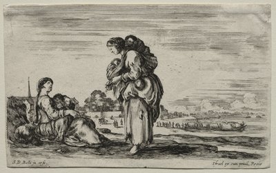 Různé postavy a krajiny: Dvě matky spolu chatují, 1649. od Stefano della Bella