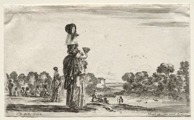 Různé postavy a krajiny: Ženy sledující koupající se podél řeky, 1649. od Stefano della Bella