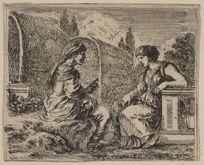 Vertumnus a Pomona z Mythologické hry Jeu de la Mythologie, 1644. od Stefano della Bella