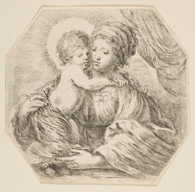 Panna a Ježíšek, osmiboká kompozice, ca. 1649. od Stefano della Bella