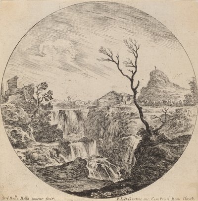 Vodopád se třemi úrovněmi, 1646. od Stefano della Bella