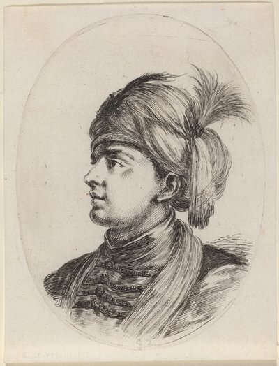 Mladý Maur v opeřeném turbanu, otočený doleva od Stefano della Bella