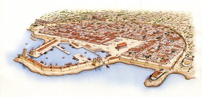 Cesarea, Palestina, asi 13-70 (tuš a akvarel) od Stephen Conlin