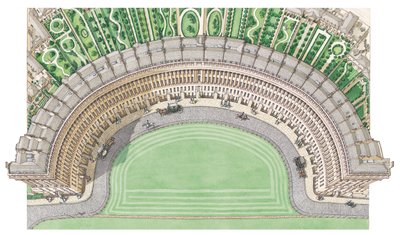 Královský půlměsíc, Bath, asi 1780-1800 (tuš a akvarel) od Stephen Conlin