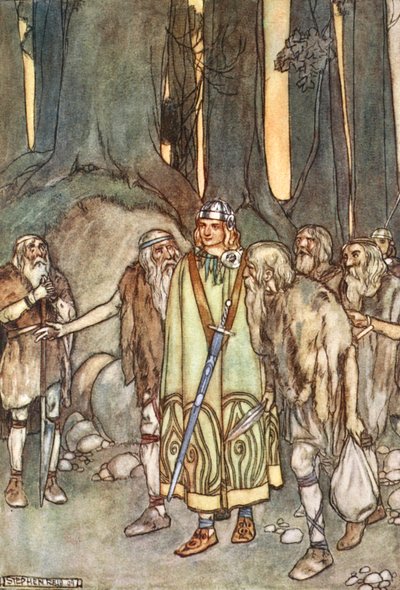 "A té noci se v osamělé chýši hodovalo a veselilo", c1910. od Stephen Reid