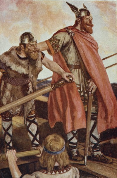 Erik Rudý (950-1003/04) vyplouvá do Grónska, ilustrace z 