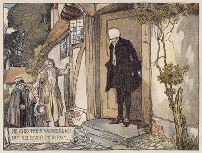 Ilustrace k filmu The Deserted Village od Olivera Goldsmithe (barevná litografie) od Stephen Reid