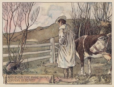 Ilustrace k filmu The Deserted Village od Olivera Goldsmithe (barevná litografie) od Stephen Reid