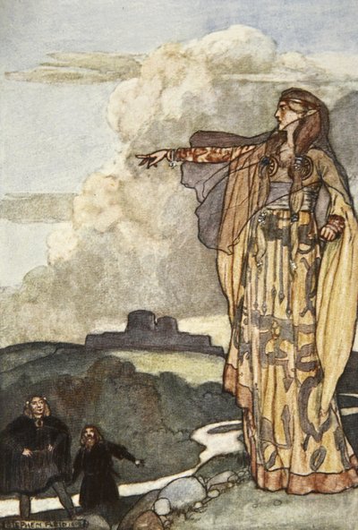 Macha Curses the Men of Ulster, ilustrace z 