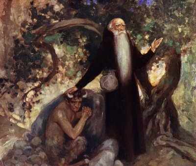 Svatý Antonín a satyr (barva lito) od Stephen Reid