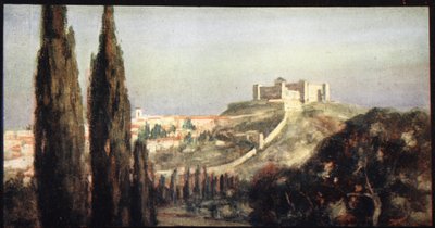 Spoletto, rodiště svatého Benedikta, ilustrace z 