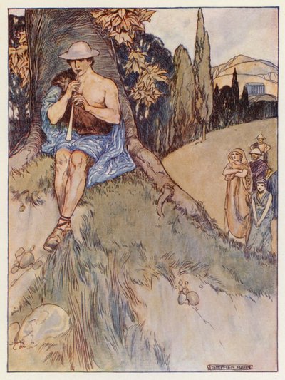 Venkované se k němu přiblížili, aby se mu podivili (barevná litografie) od Stephen Reid