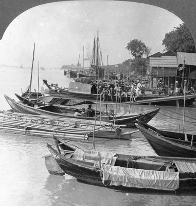 Pohled na řeku Irrawaddy, Rangún, Barma, 1908 od Stereo Travel Co
