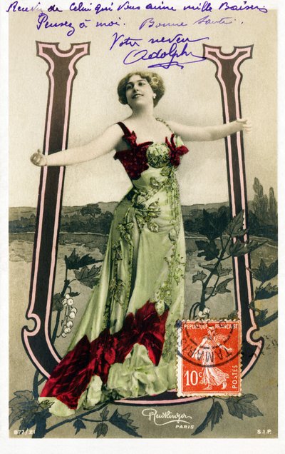 U: Olive Haygate, anglická herečka z la Belle Epoque - Abeceda na pohlednici od Studio Reutlinger
