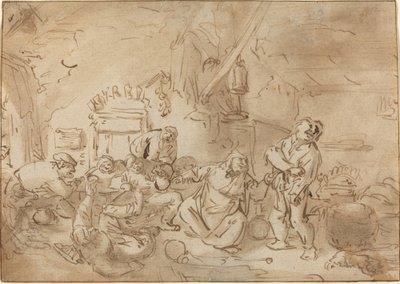 Rvačka v hostinci od Style of Adriaen van Ostade