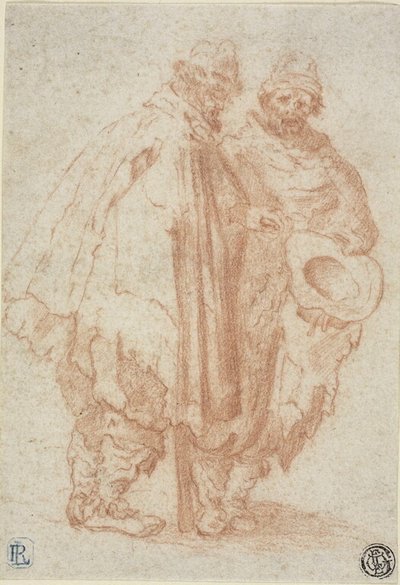 Dva vousáči v otrhaných pláštích od Style of Jacques Callot