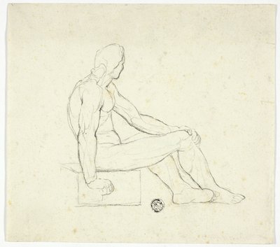 Sedící mužský akt od Style of Jacques Louis David