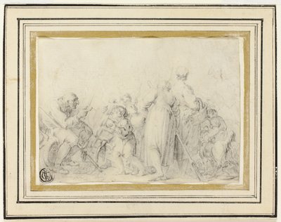 Žánrová scéna se starým mužem, venkovankami a dětmi od Style of Jean Baptiste Greuze
