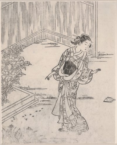 Gejša v létě (dřevěný tisk) od Sukenobu Nishikawa