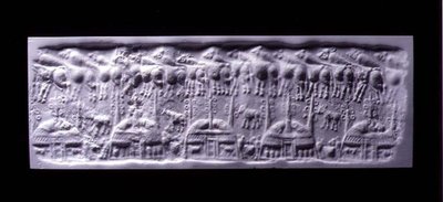 Otisk těsnění válce, Uruk (nyní Warka, Irák), cca 3300-3000 př.nl (sádra) od Sumerian Sumerian