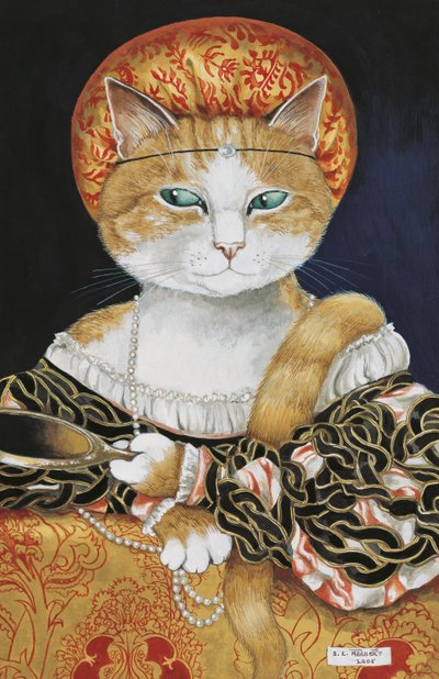 Ilustrace z knihy Cats Galore! A Compendium of Cultured Cats (vyd. 2015) od Susan Herbert