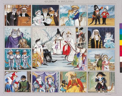 Ilustrace z knihy Cats Galore! A Compendium of Cultured Cats (vyd. 2015) od Susan Herbert