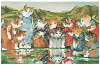 Ilustrace z knihy Pre-Raphaelite Cats (vyd. 1999) od Susan Herbert